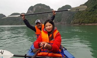 boat rowing, Halong Bay, Vietnam travel