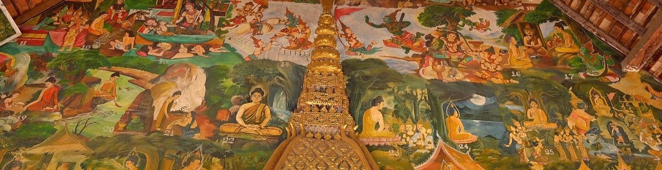 Painting on the wall of a temple in Laos