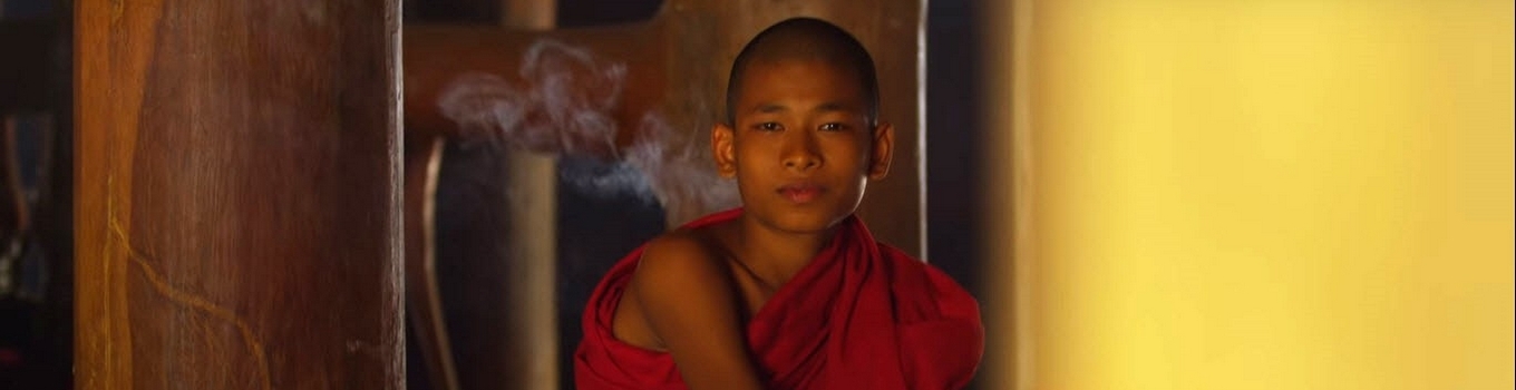 A burmese monk in quiet temple