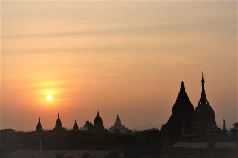 sunset watching from a temple in Bagan