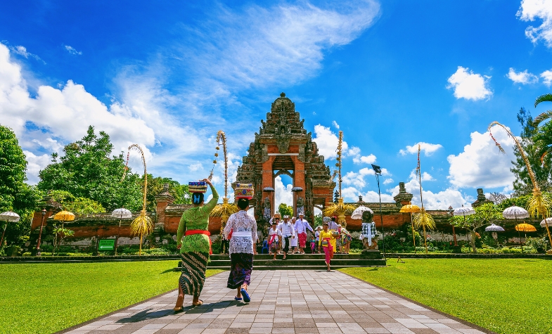 Bali’s turquoise beaches and volcanic landscape.