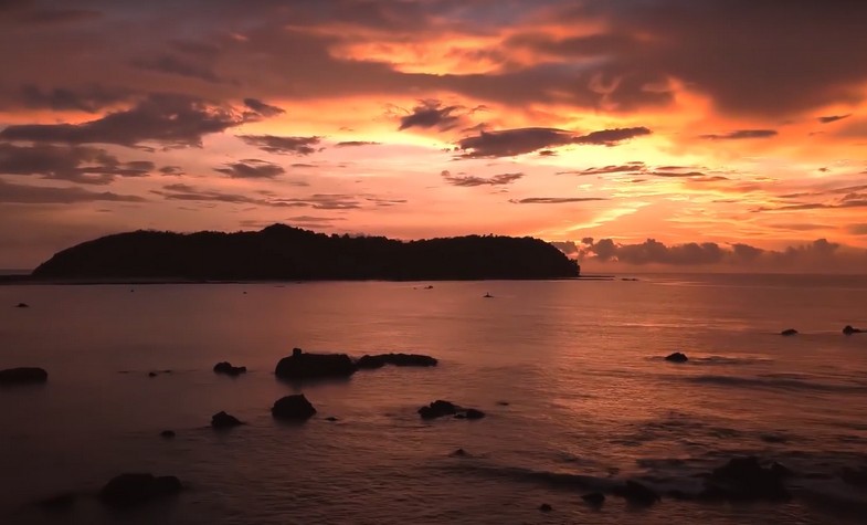 red sunset on Ngapali Beach