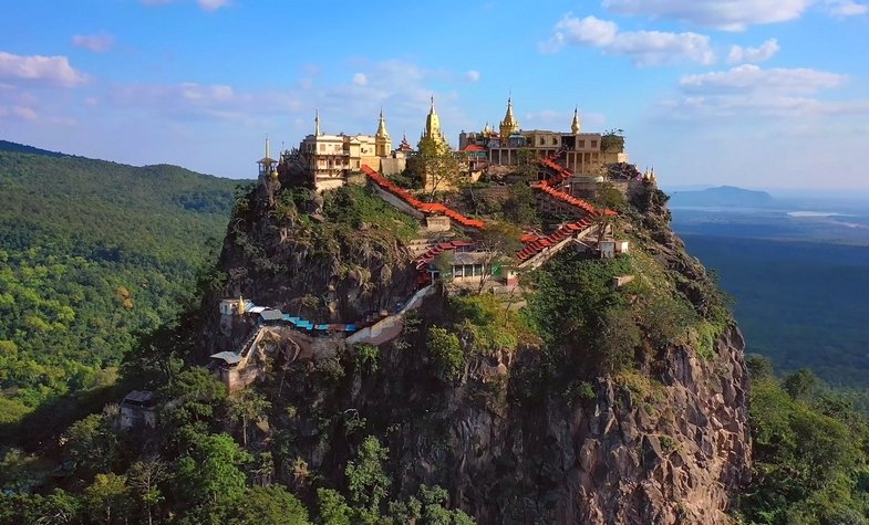 Taung Kalat Monastery, a golden temple on top of Mount Popa